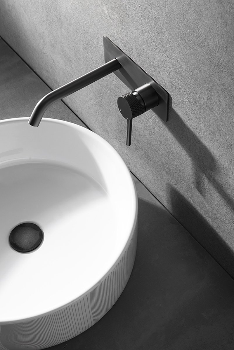 Wiesbaden Ribbd inbouw wastafelmengkraan eenhendel gunmetal 29.5333