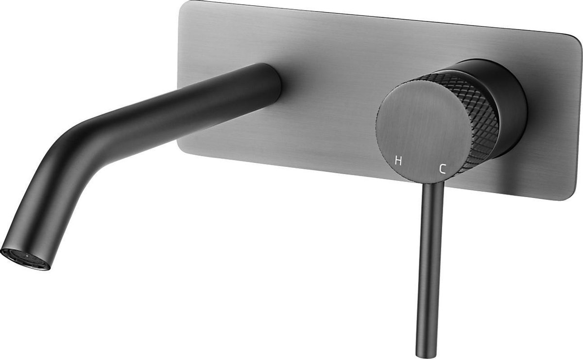 Wiesbaden Ribbd inbouw wastafelmengkraan eenhendel gunmetal 29.5333