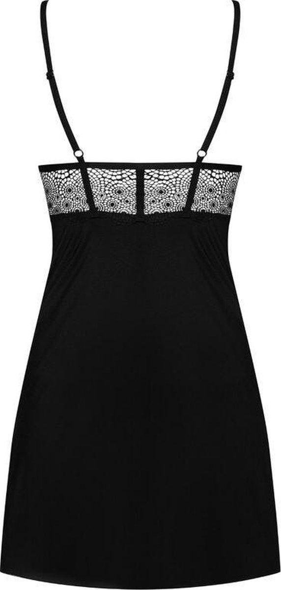 Obsessive Sharlotte Negligé Met Bijpassende String - - Zwart