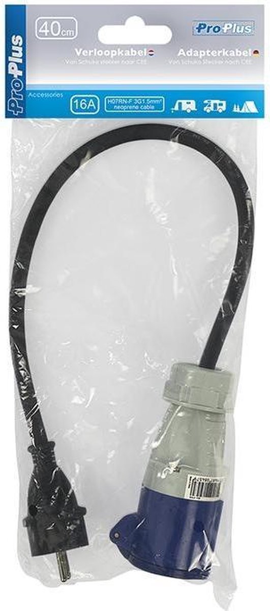 Universeel Proplus Verloopkabel Van Schuko-stekker Naar Cee 40 Cm 16a / 230 V