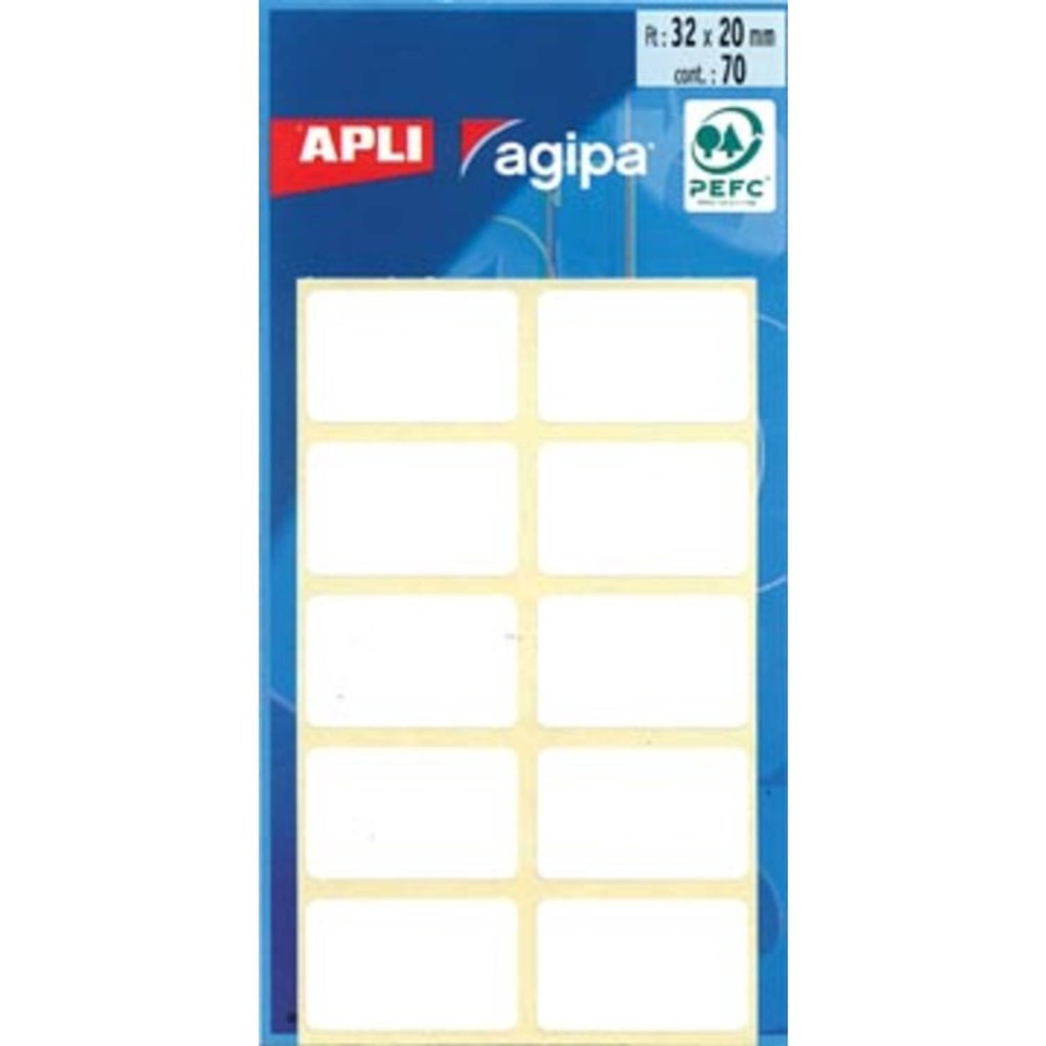 Agipate Etiketten In Etui Ft 20 X 32 Mm (B X H),70 Stuks, 10 Per Blad - Wit