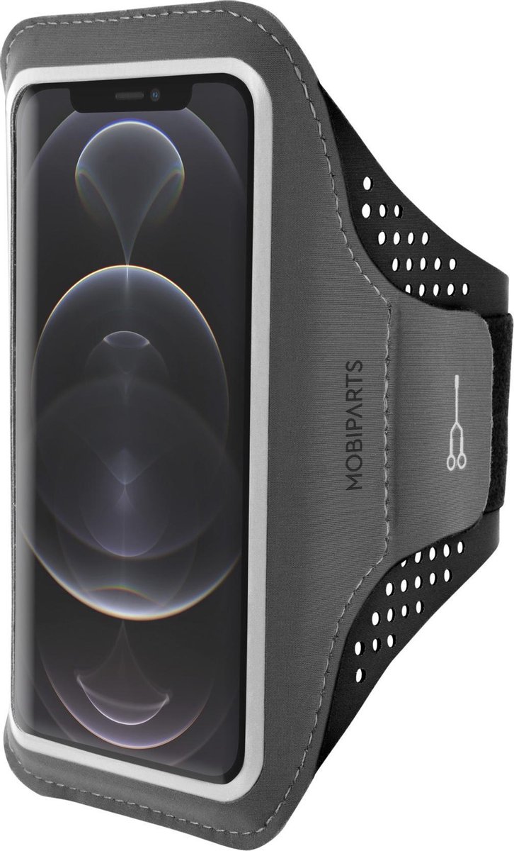MOBIPARTS Comfort Fit Sportarmband Apple iPhone 12 / 12 Pro - Zwart