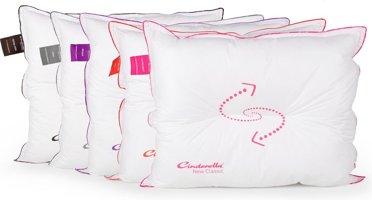 Cinderella New Classic Synthetisch Stevig Hoofdkussen - 50% Latex - 50% Thermosoft Holle Polyester Vezelbolletjes - - Wit
