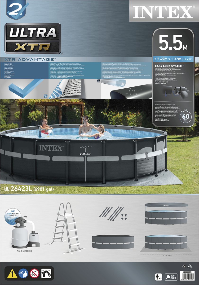 Intex Opzetzwembad Met Accessoires Ultra Xtr Frame 549 X 132 Cm Antraciet