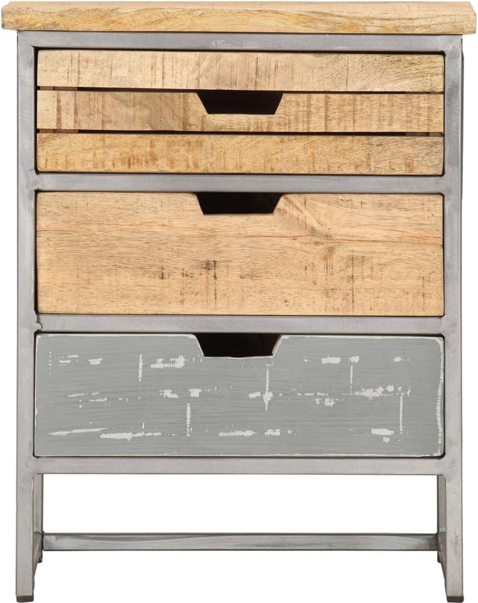 Vidaxl Nachtkastje 40x30x50 Cm Massief Mangohout - Grijs