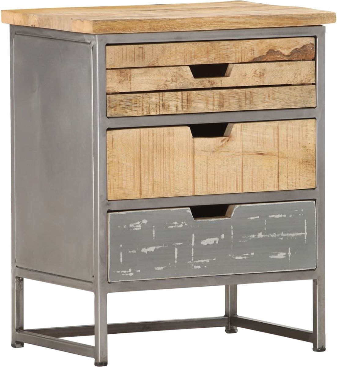 Vidaxl Nachtkastje 40x30x50 Cm Massief Mangohout - Grijs