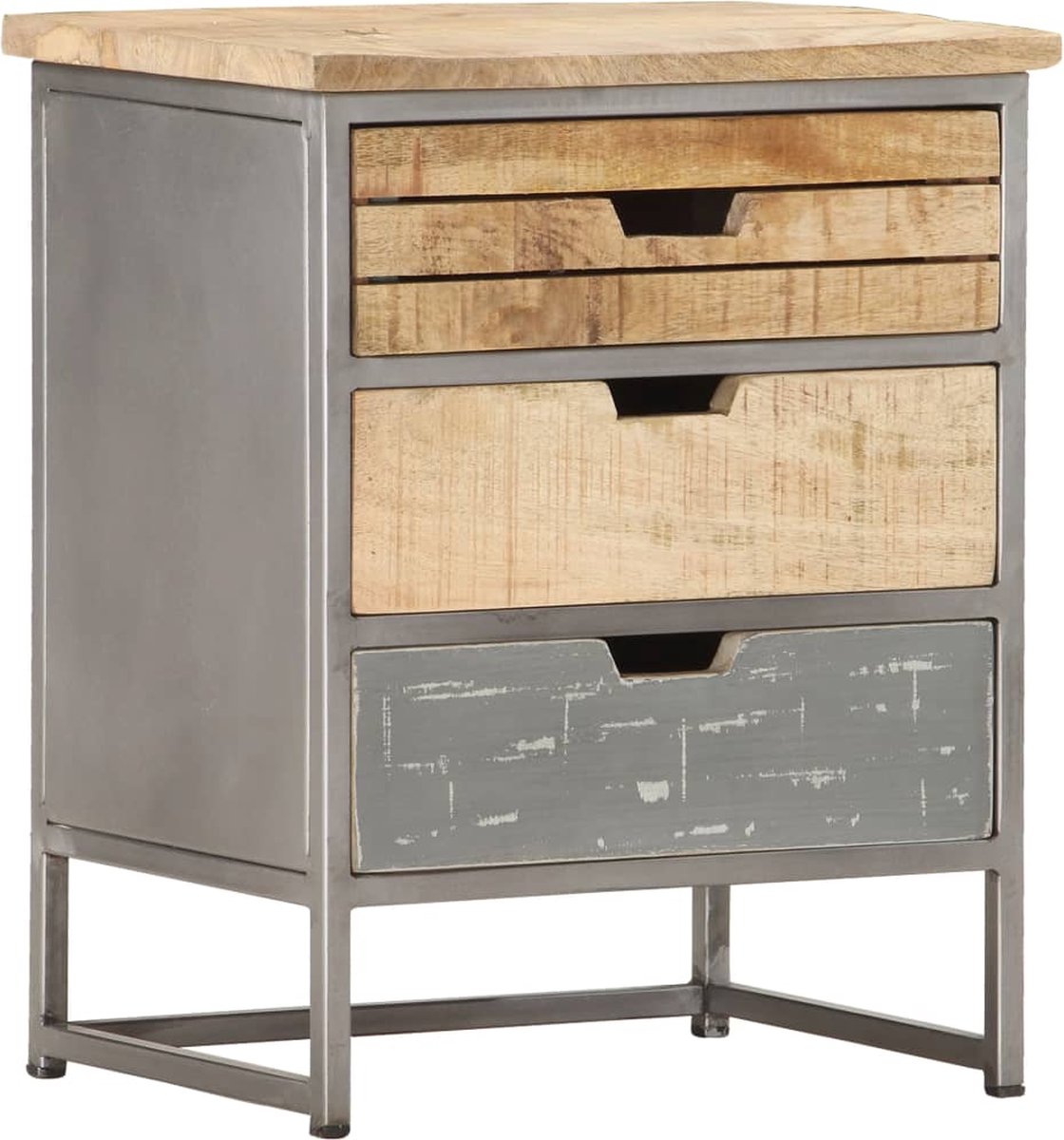 Vidaxl Nachtkastje 40x30x50 Cm Massief Mangohout - Grijs