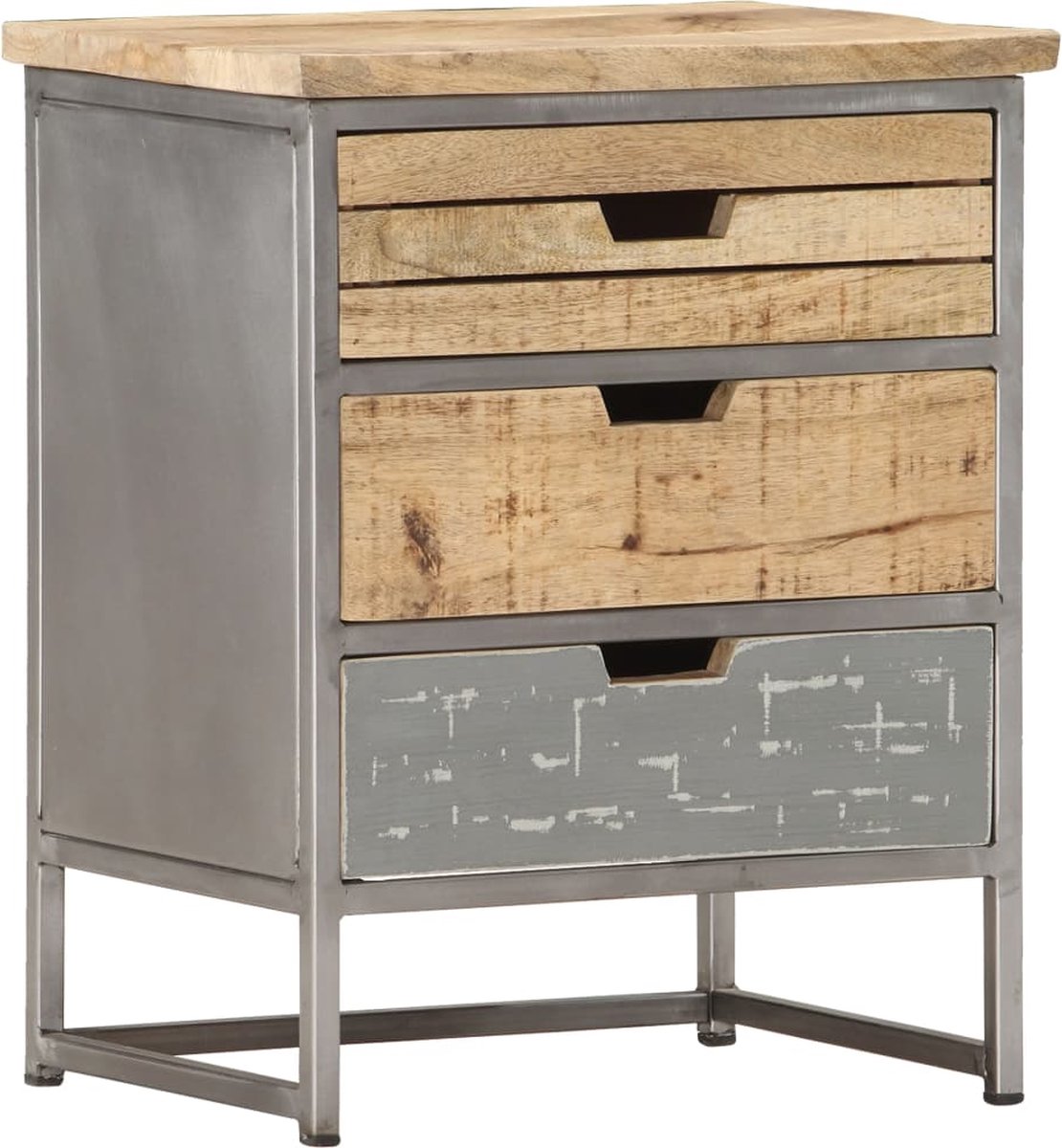 Vidaxl Nachtkastje 40x30x50 Cm Massief Mangohout - Grijs