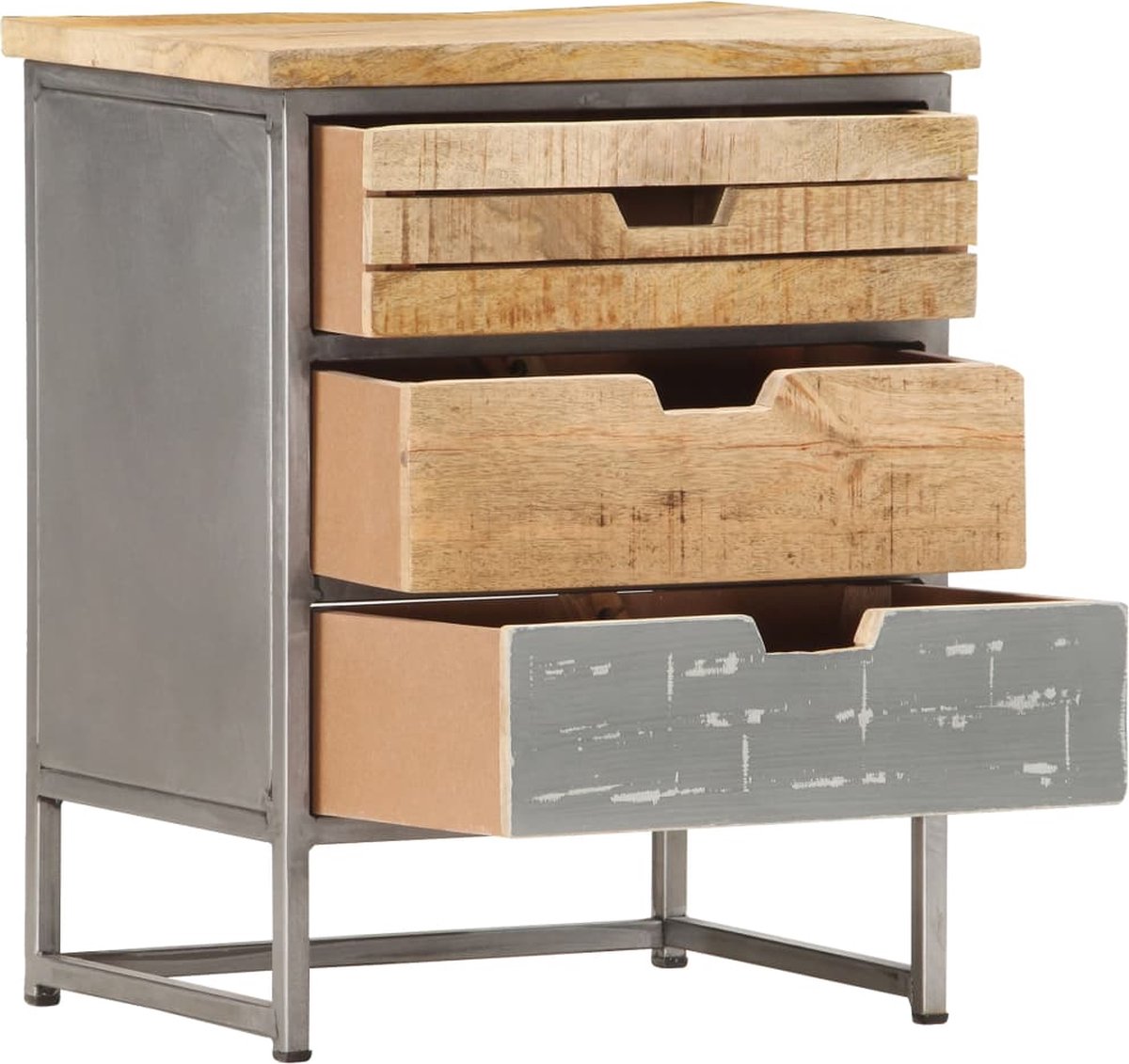 Vidaxl Nachtkastje 40x30x50 Cm Massief Mangohout - Grijs