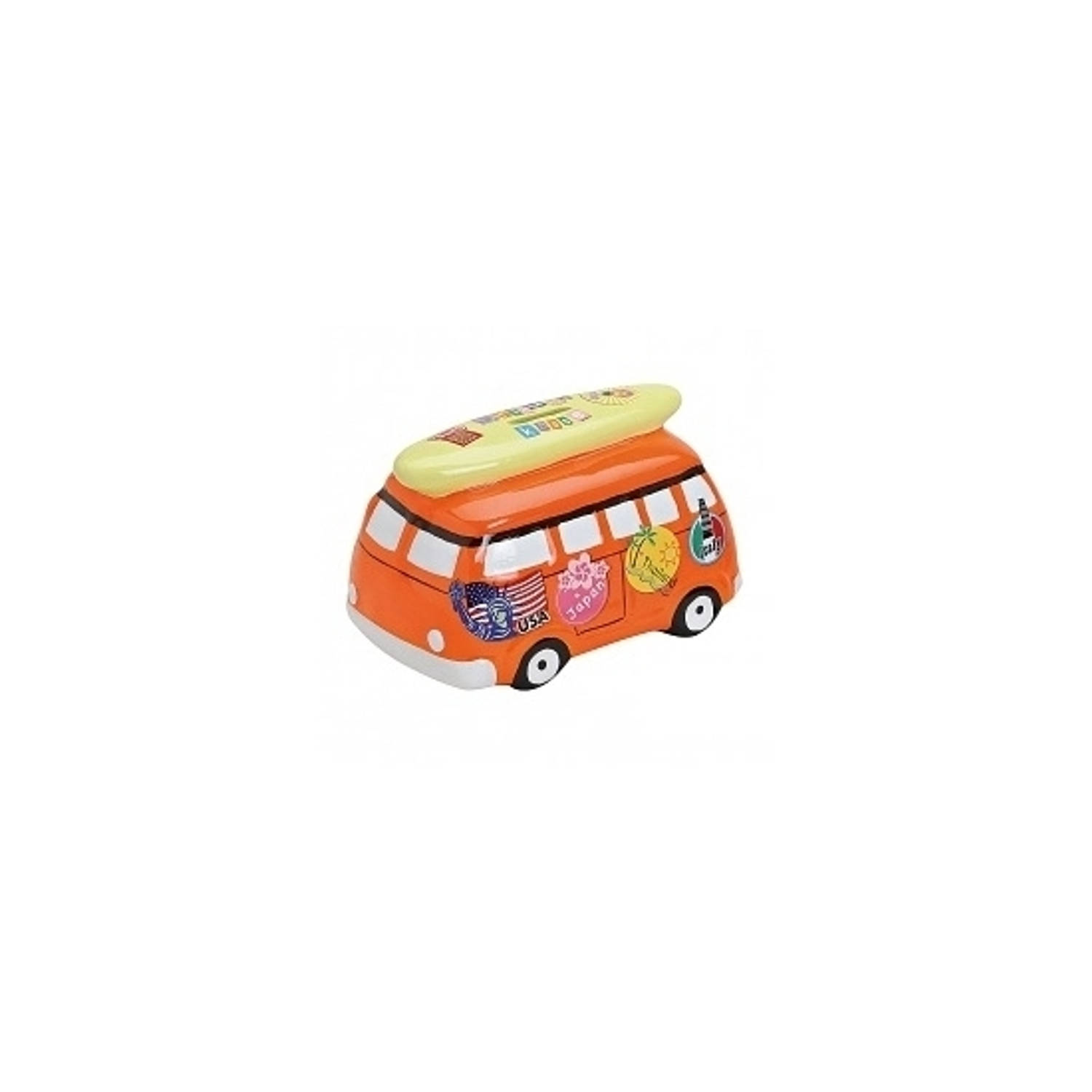 Spaarpot Vakantie Bus 16 Cm - Oranje