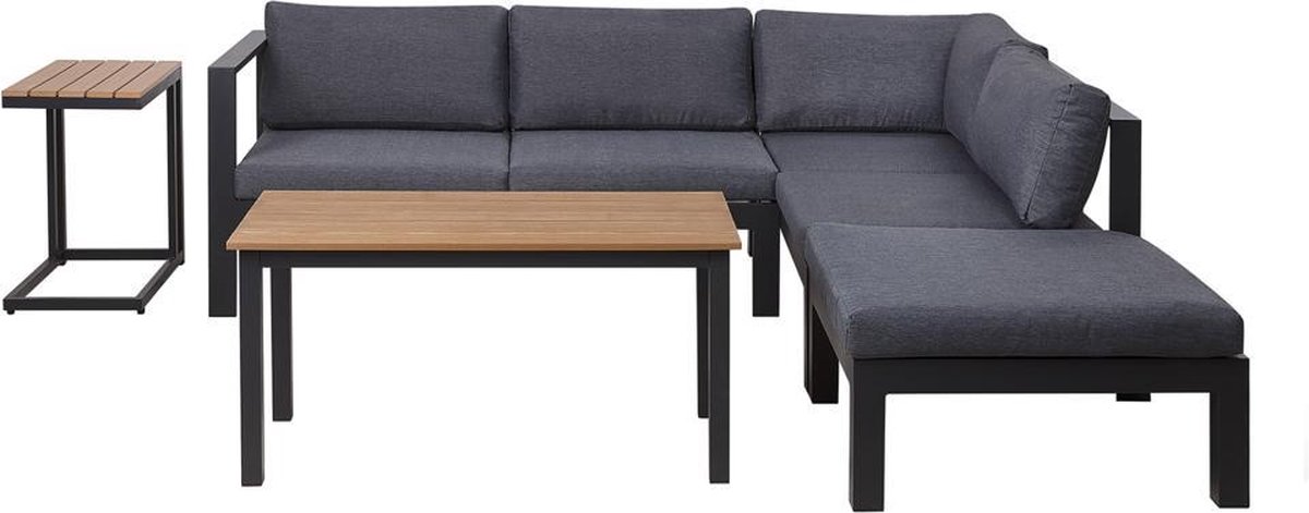 Beliani Messina Loungeset Aluminium 233 X 233 Cm - Zwart