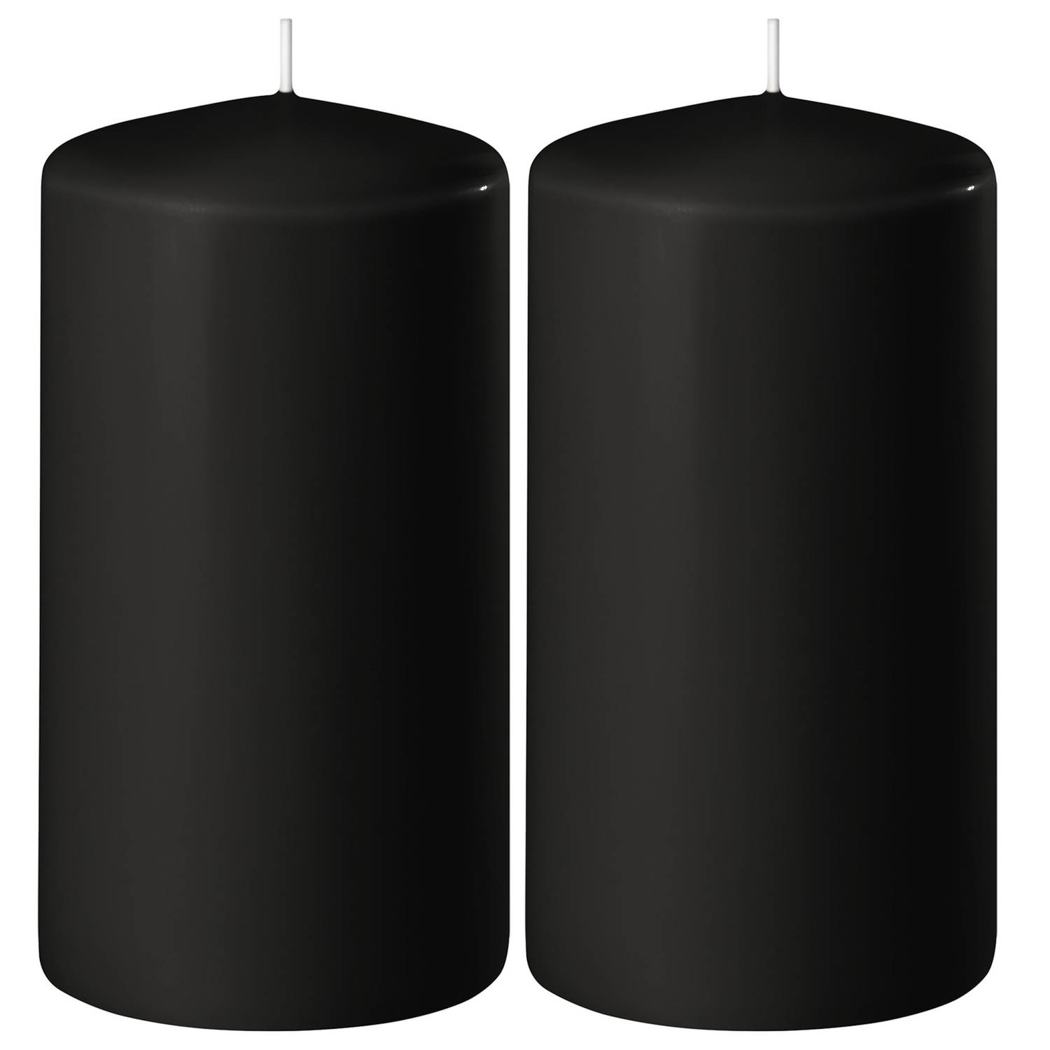 Enlightening Candles 2xe Cilinderkaarsen/stompkaarsen 6 X 10 Cm 36 Branduren - Geurloze Kaarsen - Woondecoraties - Zwart