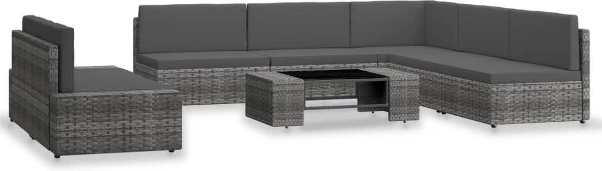 Vidaxl 7-delige Loungeset Poly Rattan - Grijs