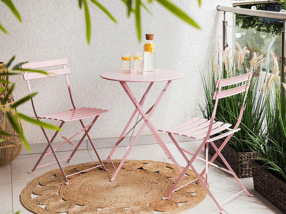 Beliani Fiori Balkonset Staal 60 X 41 Cm - Roze