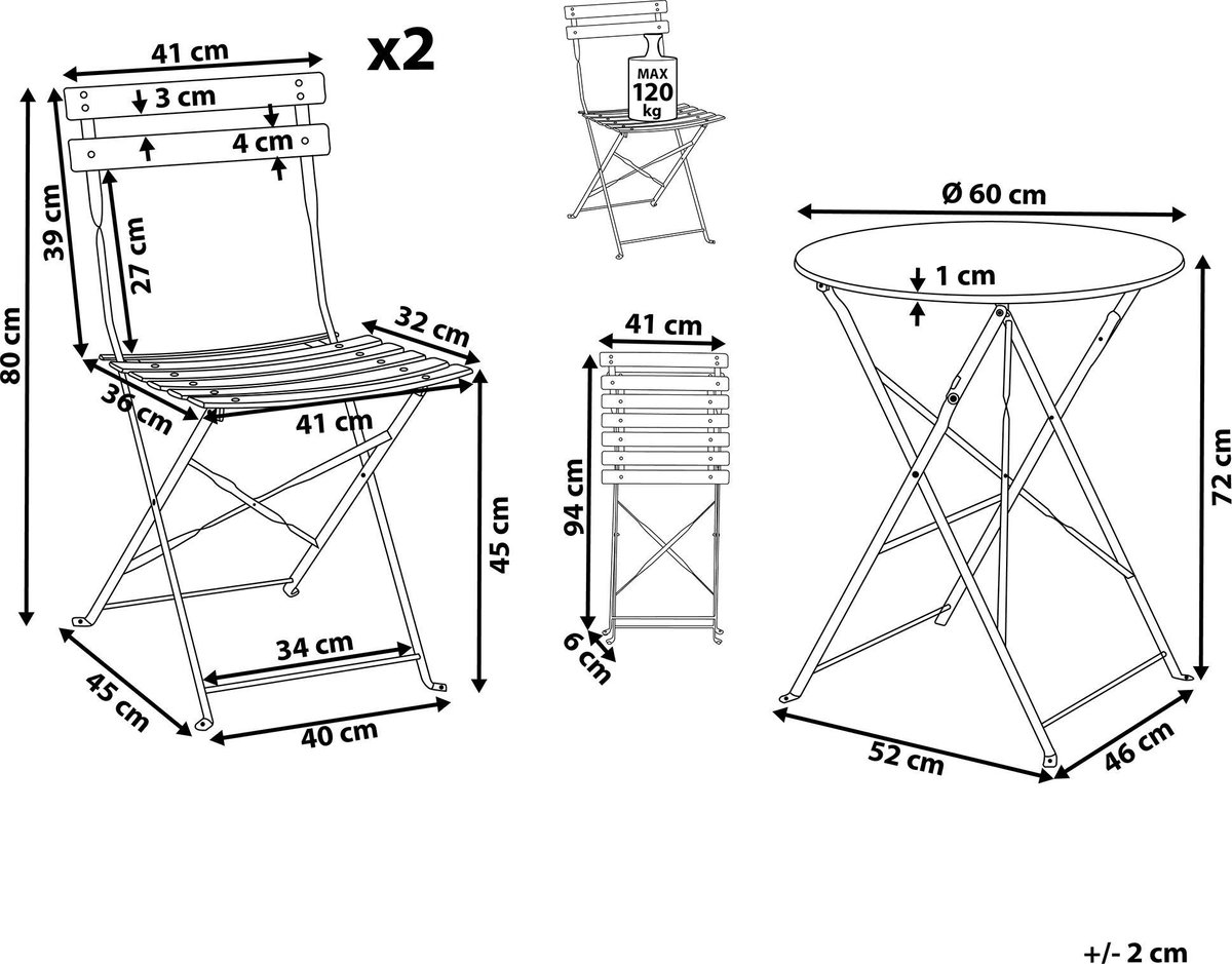 Beliani Fiori Balkonset Staal 60 X 41 Cm - Roze