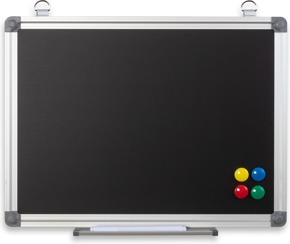 Büromi Magnetisch Krijtbord 60x45 Cm Alu Frame - Incl. Toehoren - Zwart