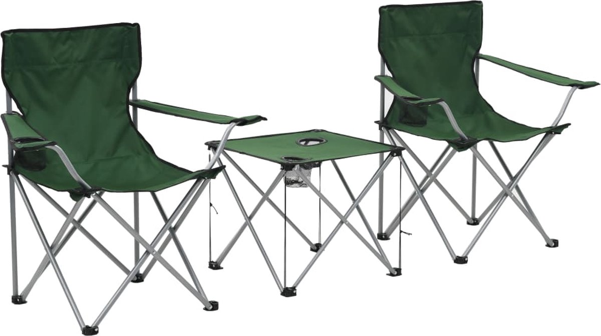 Vidaxl Campingtafel En -Stoelenset 3-delig - Groen