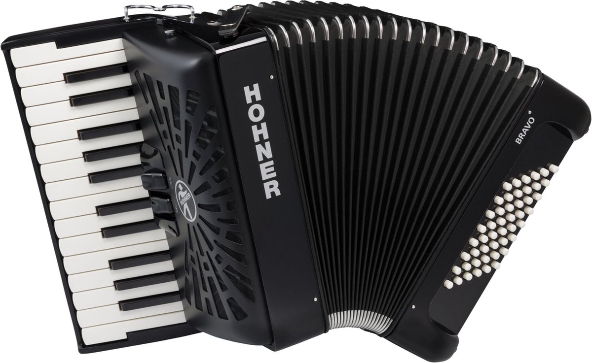 Hohner Bravo II 48, Silent Key accordeon - Zwart