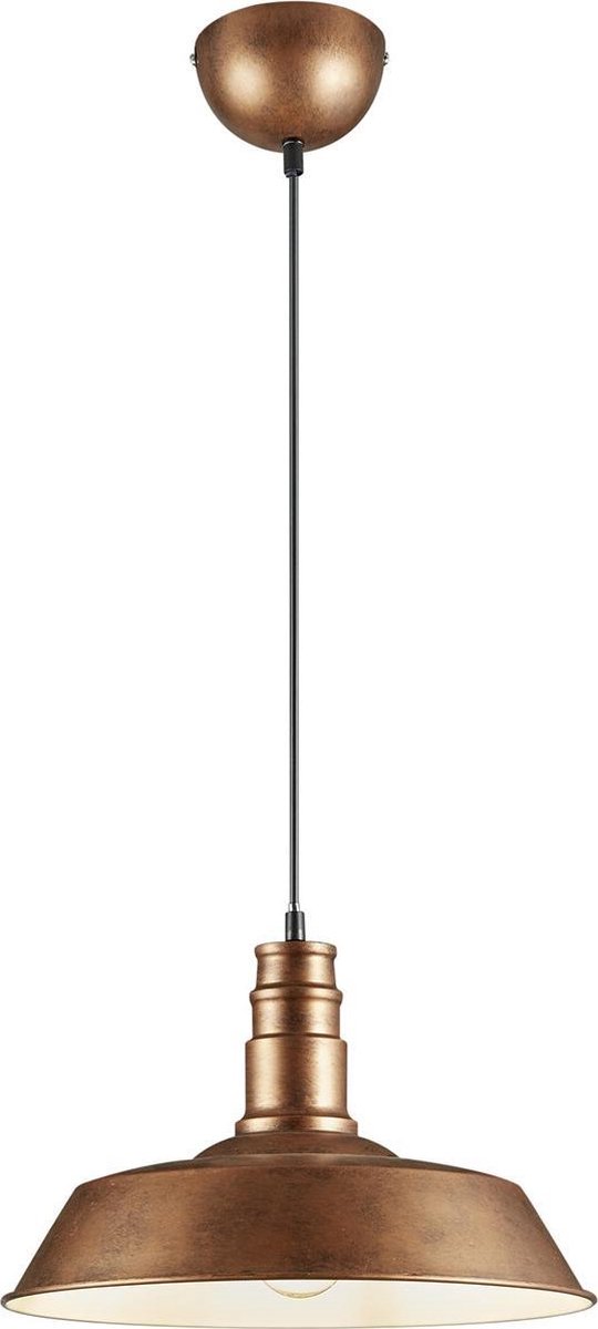 BES LED Led Hanglamp - Hangverlichting - Trion Wulo - E27 Fitting - Rond - Antiek Koper - Aluminium - Bruin