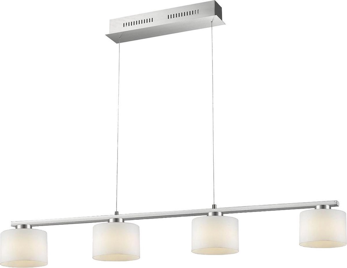 BES LED Led Hanglamp - Trion Alignary - 24w - Warm 3000k - 4-lichts - Dimbaar - Rechthoek - Mat Nikkel - Aluminium - Wit