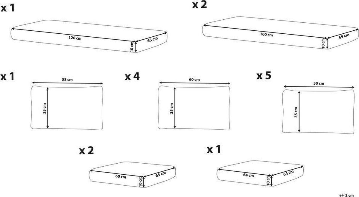 Beliani Xxl Kussenslopen Set Polyester 65 X 130 Cm - Wit