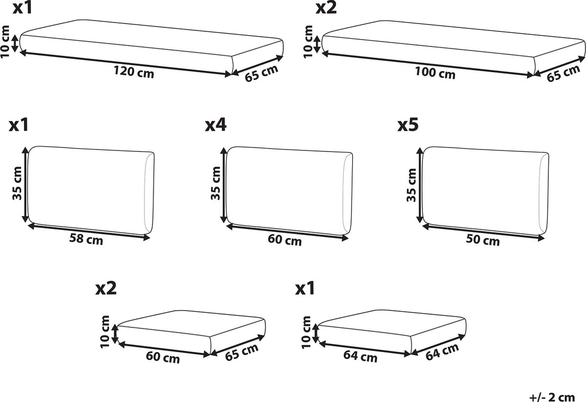 Beliani Xxl Kussenslopen Set Polyester 65 X 130 Cm - Wit