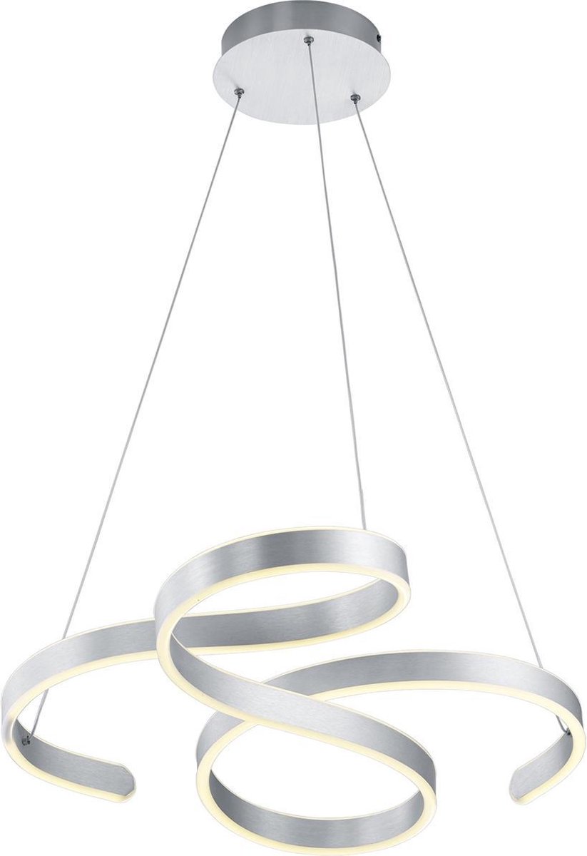 BES LED Led Hanglamp - Hangverlichting - Trion Frinco - 52w - Warm 3000k - Dimbaar - Rond - Mat - Aluminium - Grijs