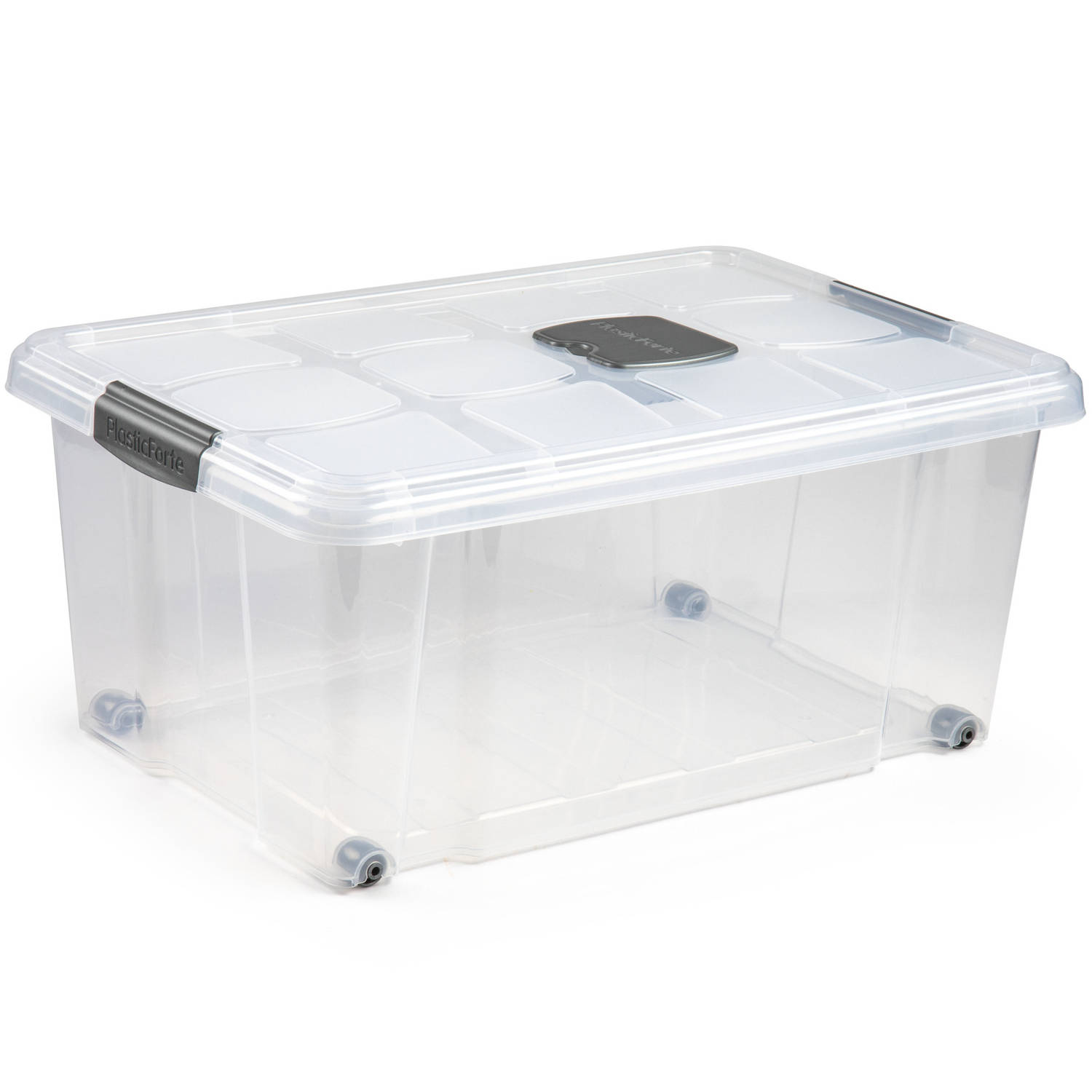 Forte Plastics 1x Stuks Opslagbakken/organizers Met Deksel 36 Liter 59 X 40 X 25 Cm Transparant - Opbergbakken