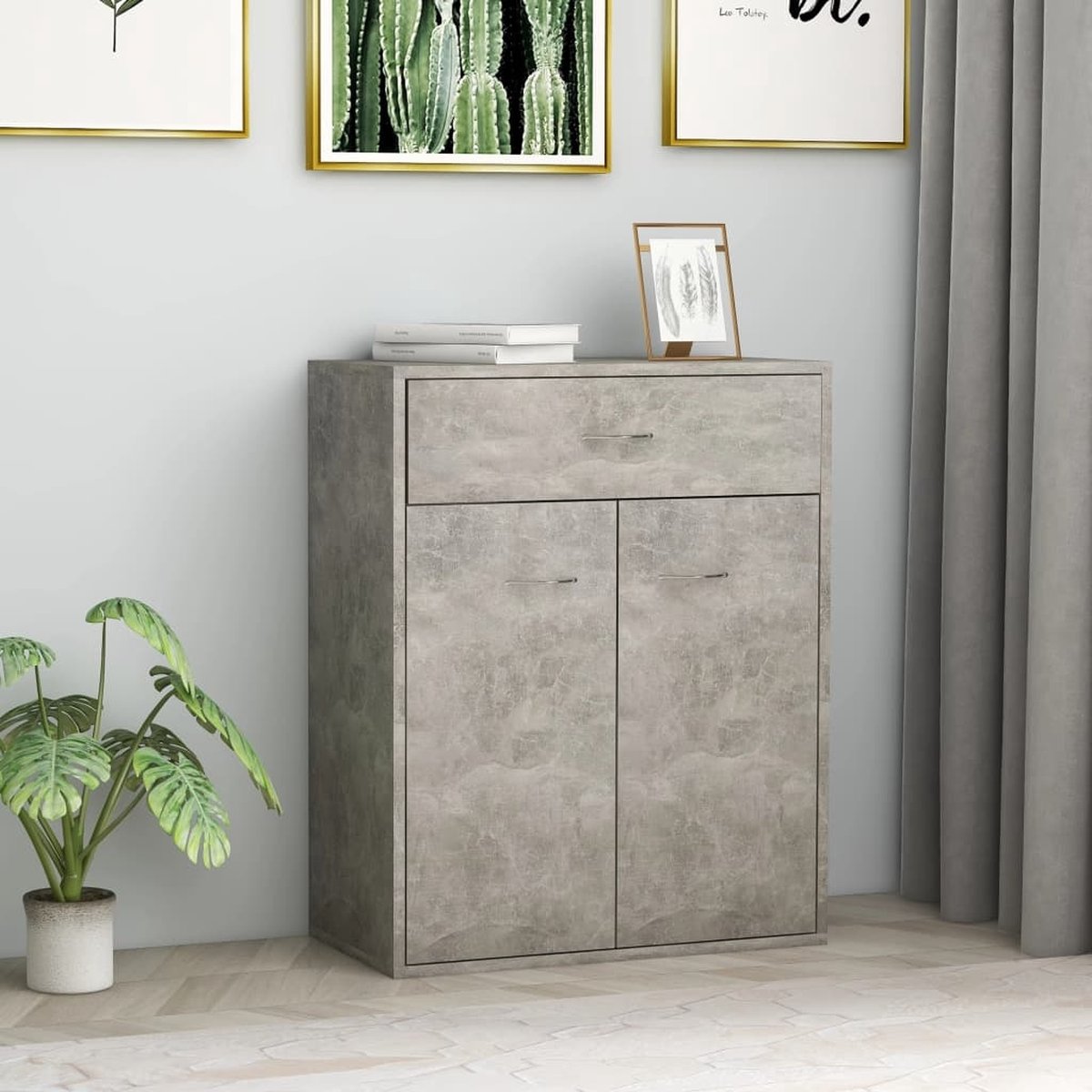 Vidaxl Dressoir 60x30x75 Cm Spaanplaat Beton - Gris