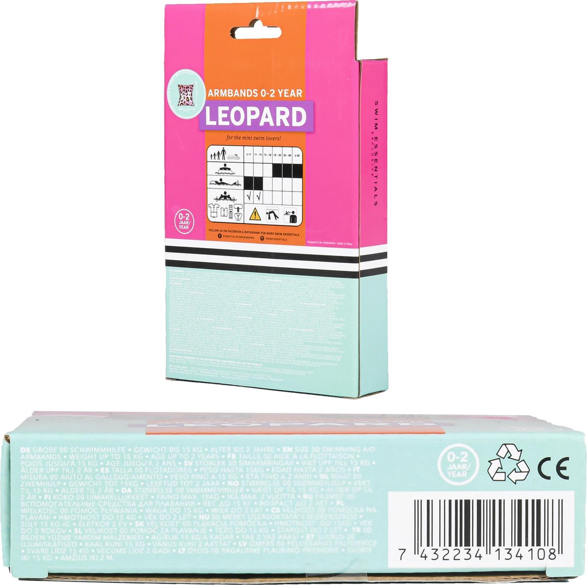 Swim Essentials Zwembandjes Panterprint 0-2 Jaar - Roze