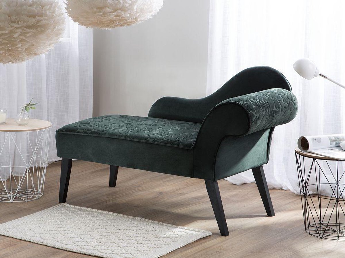 Beliani Biarritz Chaise Longue Fluweel 56 X 116 Cm - Groen