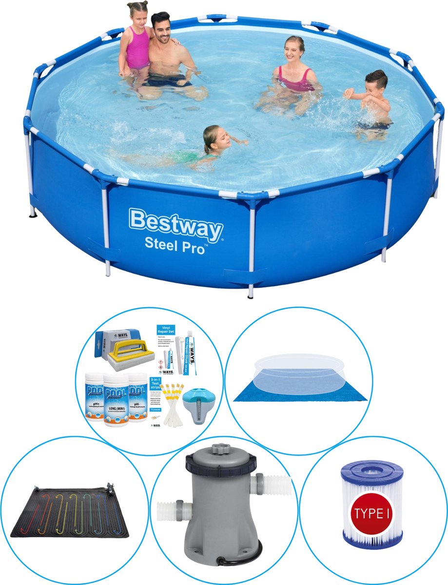 Bestway Zwembad Combi Deal - 6-delig - Steel Pro Rond 305x76 Cm - Blauw