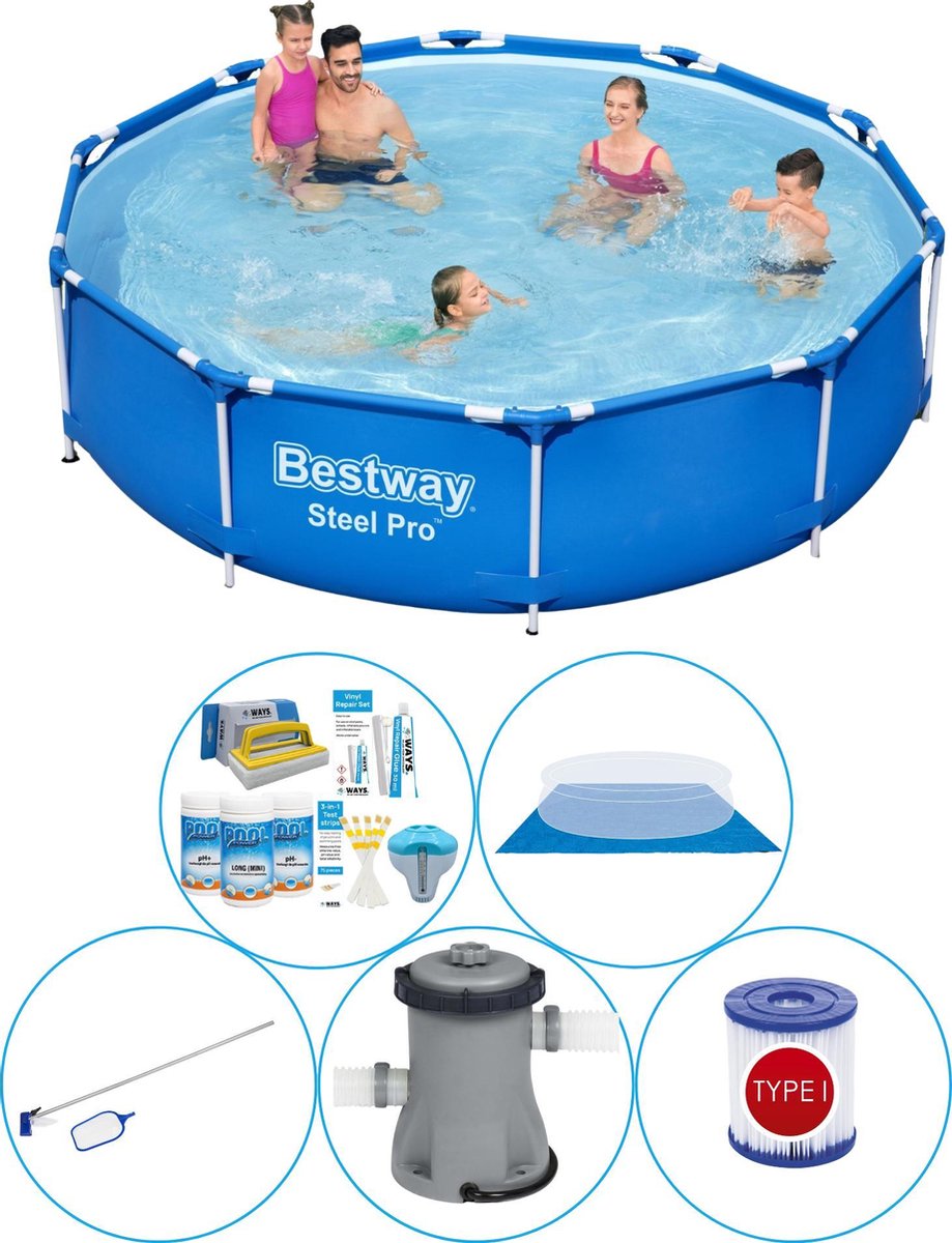 Bestway Zwembad Pakket - 6-delig - Steel Pro Rond 305x76 Cm - Blauw