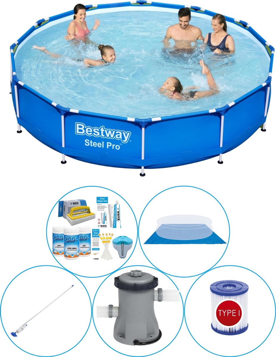 Bestway Zwembad Super Deal - 6-delig - Steel Pro Rond 366x76 Cm - Blauw