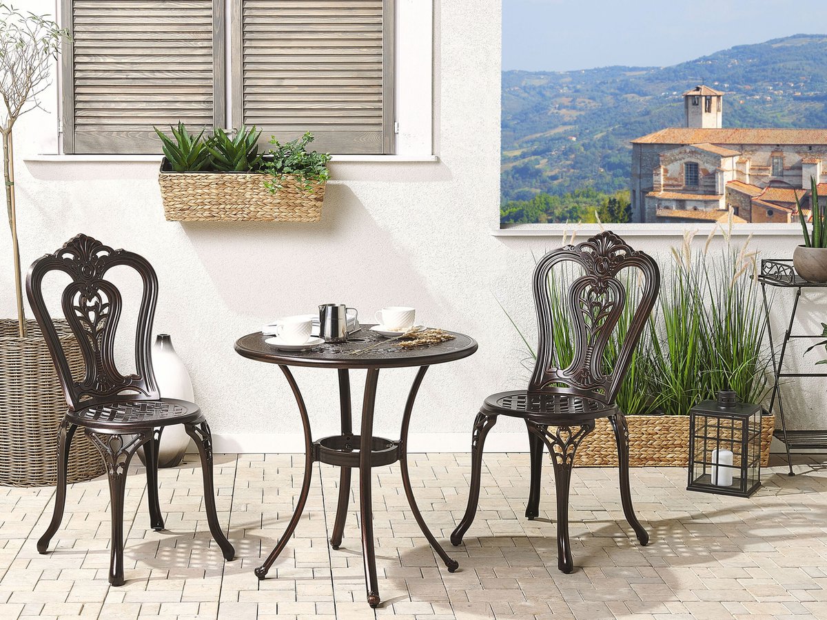 Beliani Bovino Balkonset Aluminium 65 X 65 Cm - Bruin