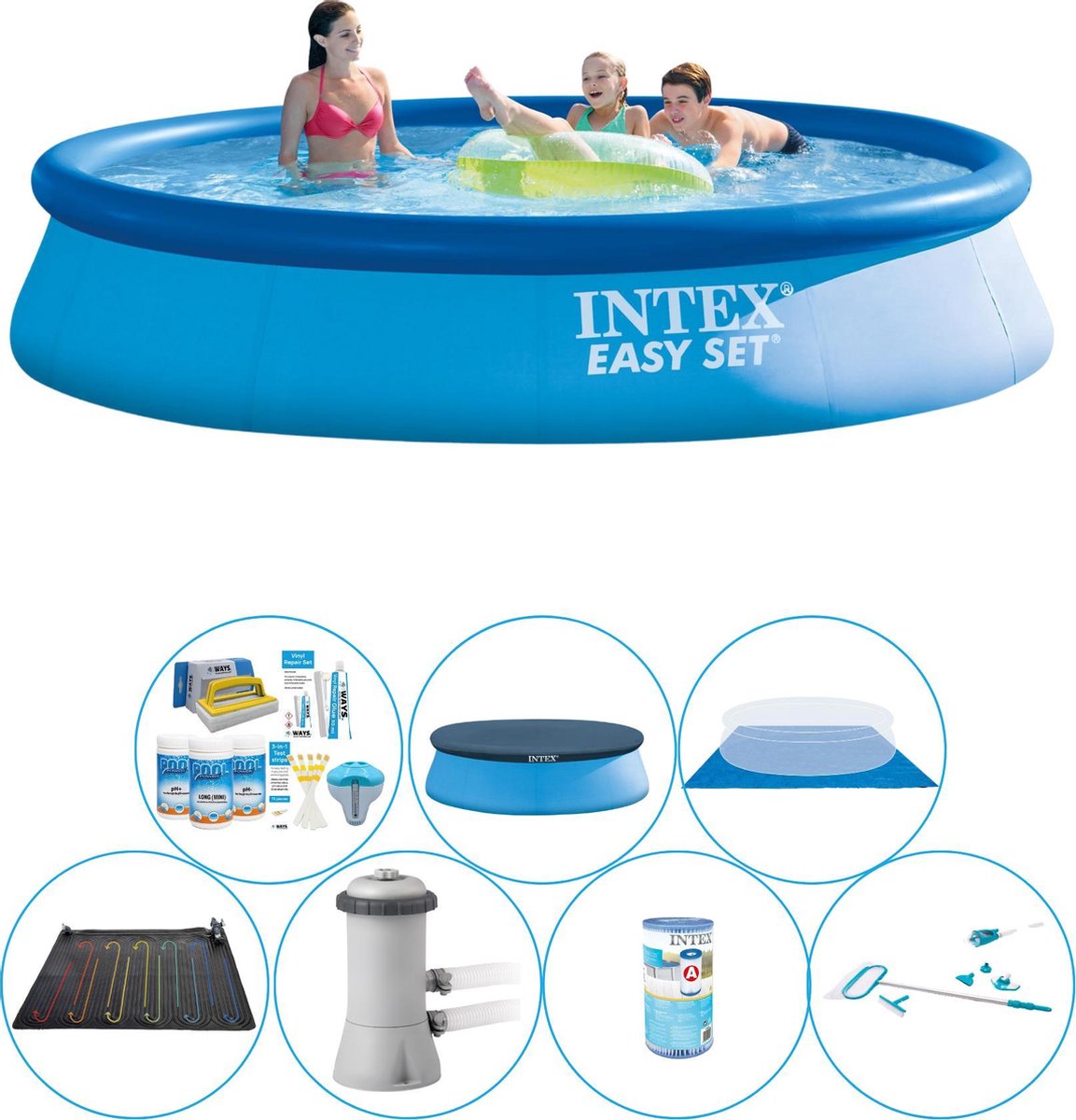 Intex Easy Set Rond 396x84 Cm - Zwembad Set - Blauw