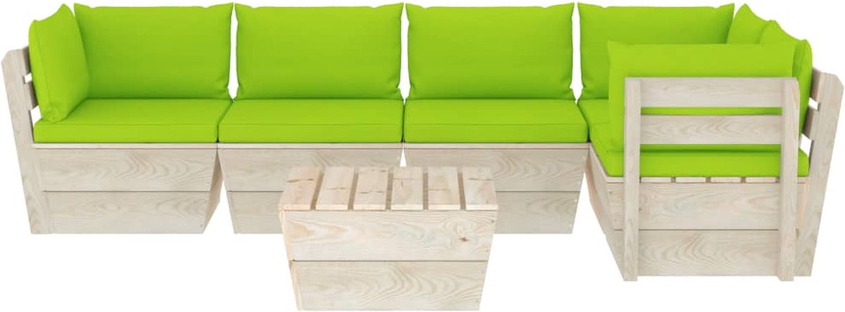 Vidaxl 6-delige Loungeset Met Kussens Pallet Vurenhout - Groen