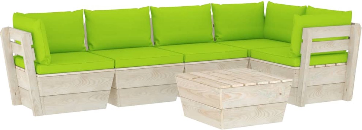 Vidaxl 6-delige Loungeset Met Kussens Pallet Vurenhout - Groen