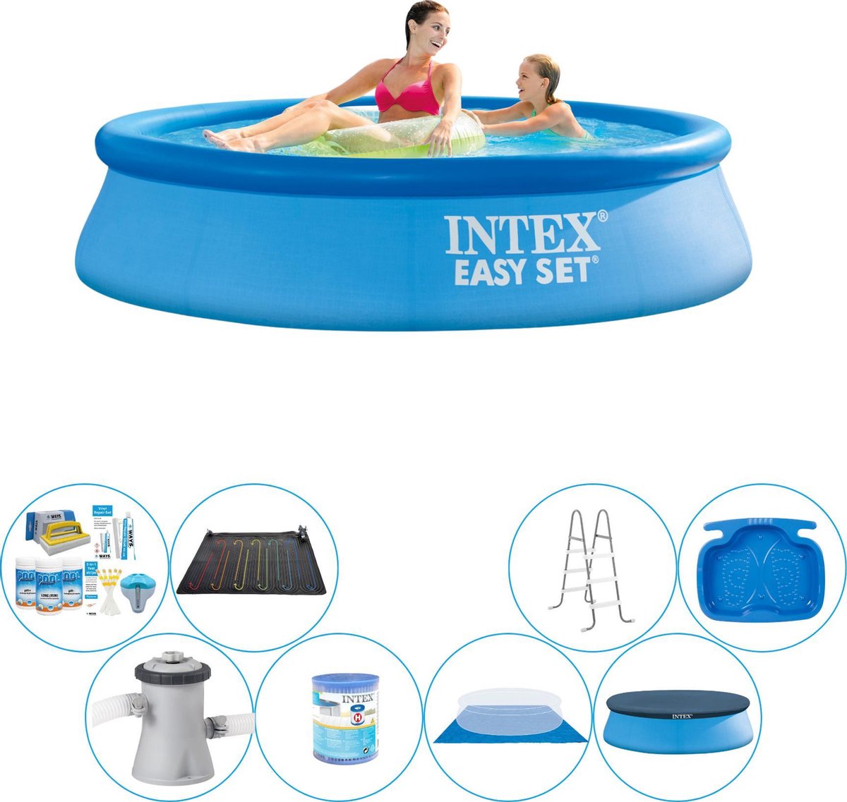 Intex Zwembad Bundel - Easy Set Rond 244x61 Cm - Blauw