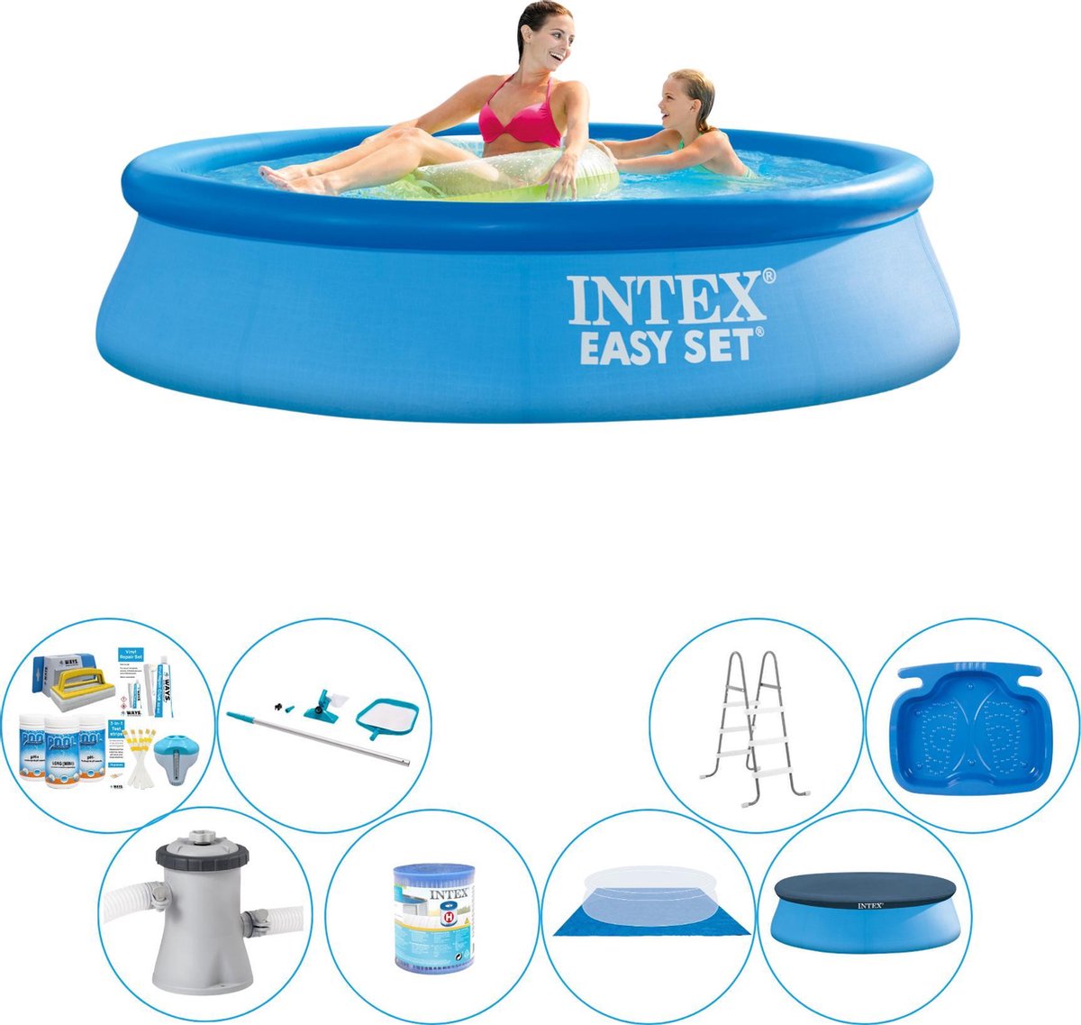 Intex Alles In 1 Zwembad Pakket - Easy Set Rond 244x61 Cm - Blauw