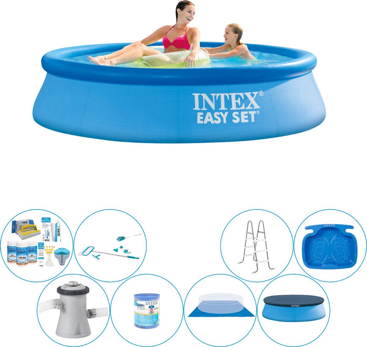 Intex Zwembad Comfort Pakket - Easy Set Rond 244x61 Cm - Blauw