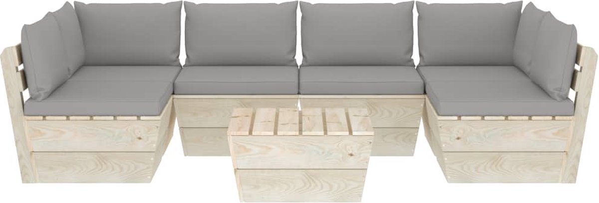 Vidaxl 7-delige Loungeset Met Kussens Pallet Vurenhout - Grijs
