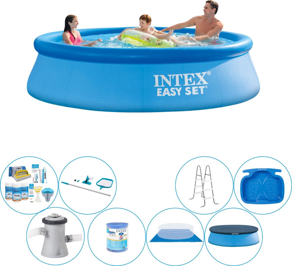 Intex Alles In 1 Zwembad Pakket - Easy Set Rond 305x76 Cm - Blauw