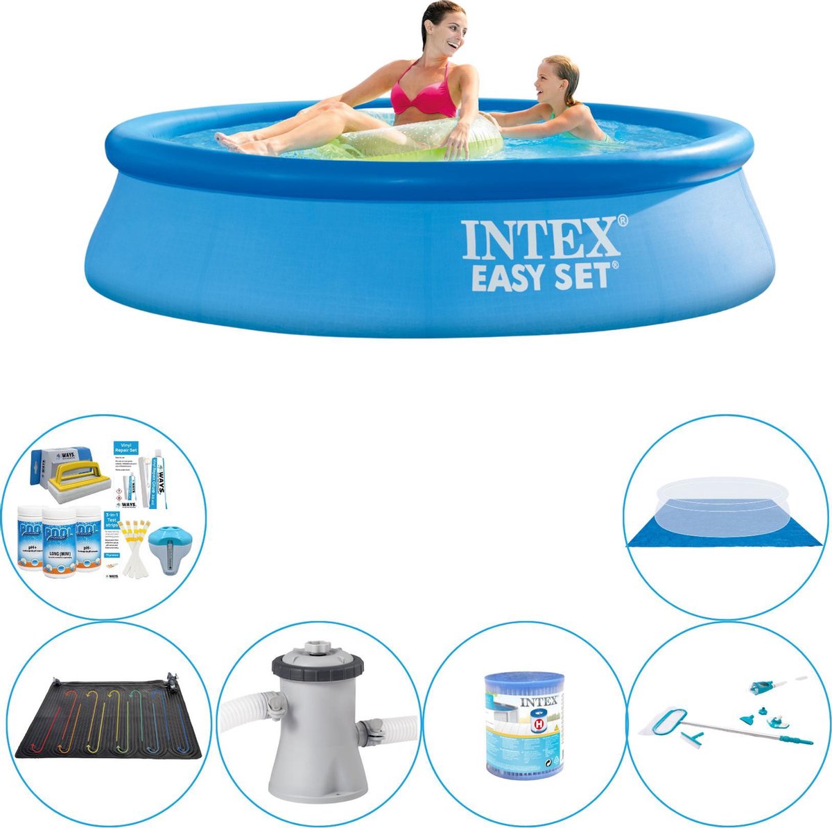 Intex Easy Set Rond 244x61 Cm - 7-delig - Zwembad Set - Blauw