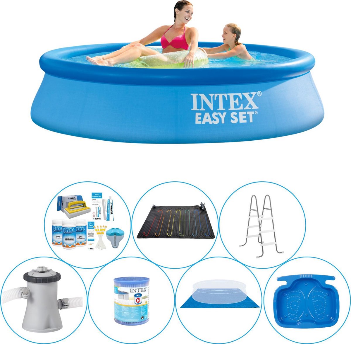 Intex Easy Set Rond 244x61 Cm - 8-delig - Zwembad Super Deal - Blauw