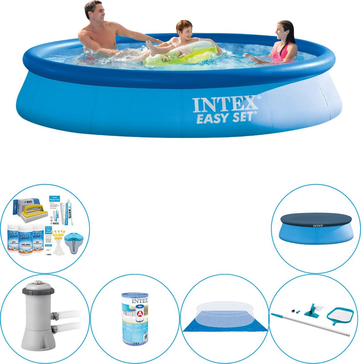 Intex Zwembad Met Accessoires - Easy Set Rond 366x76 Cm - Blauw