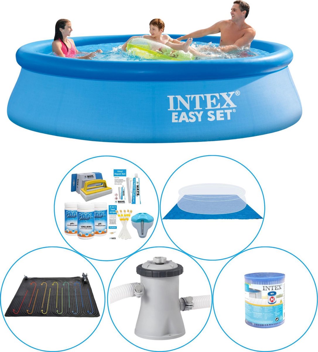 Intex Easy Set Rond 305x76 Cm - 6-delig - Zwembad Plus Accessoires - Blauw