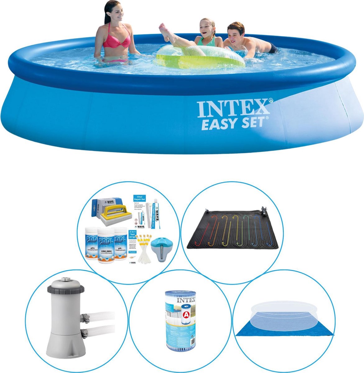 Intex Zwembad Combi Deal - 6-delig - Easy Set Rond 396x84 Cm - Blauw