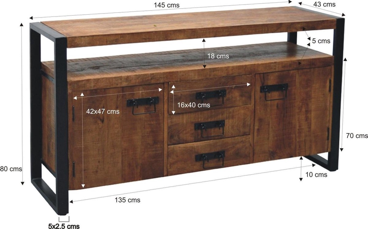 Livingfurn - Dressoir - Strong 145 Cm - Bruin
