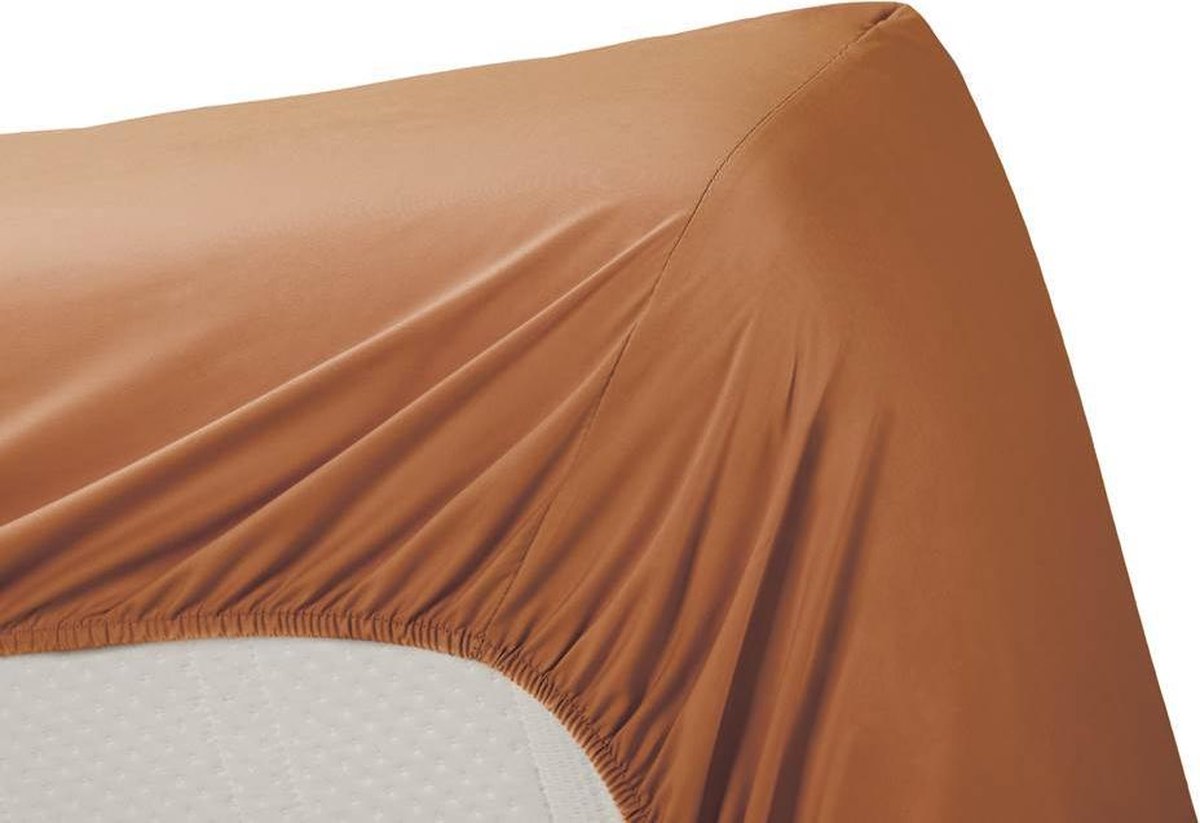 AMBIANTE Hoeslaken Katoen-lits-jumeaux (180x210/220 Cm) - Oranje